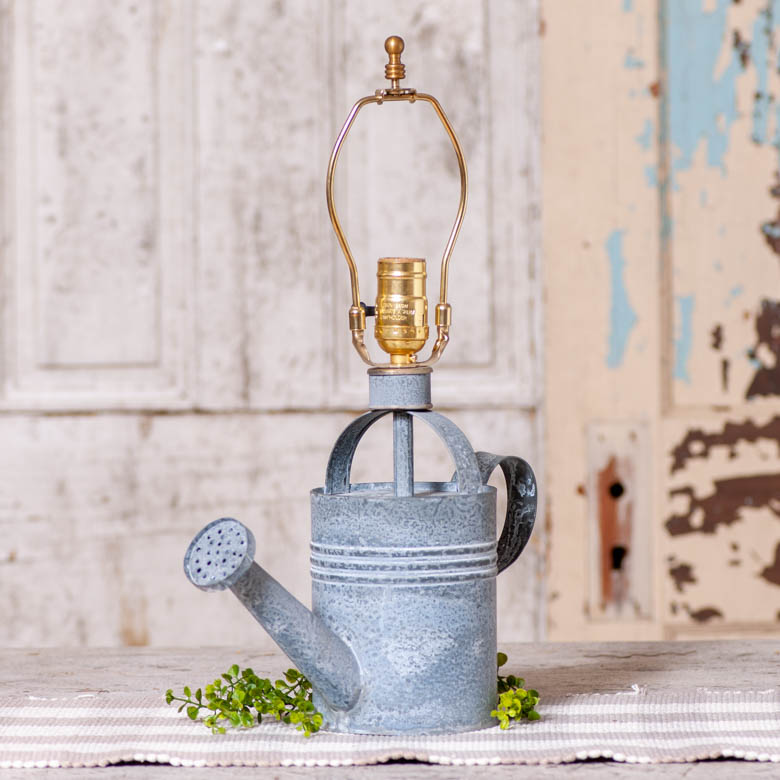 Watering Can Lamp Base in Weathered Zinc Irvins Tinware